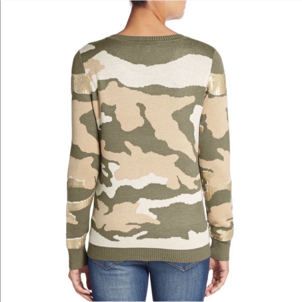 Saks Fifth Avenue Camo Sequined Sweater Size XS/TP - Picture 2 of 2